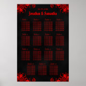 フローラ赤と黒の15のテー結婚ブルの座席表 ポスター (正面)