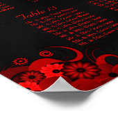 フローラ赤と黒の15のテー結婚ブルの座席表 ポスター (角)