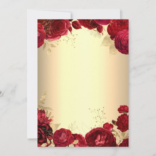 フローラ赤エレガントと金ゴールドをテーマにしたSweet sixteen 招待状 (裏面)