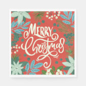 フローラ赤クリスマス スタンダードランチョンナプキン (正面)