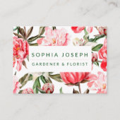 フローラ赤ピンクの水色の花 名刺 (正面)