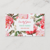 フローラ赤ピンクの花模様 名刺 (正面)