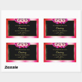 フローラ赤ピンク大理石パターンブラック製品ラベル 長方形シール (シート)