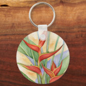 フローラ赤ヘリコニア熱帯絵を描の花 キーホルダー (正面)