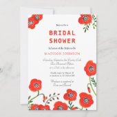 フローラ赤モダンケシ結婚ブライダルシャワー 招待状 (正面)