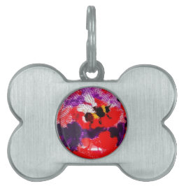 フローラ赤紫フラワービーカラフル ペットネームタグ