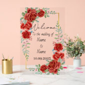フローラ赤結婚アクリル徴候 アクリルサイン (ウェディング)