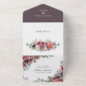 フローラ赤結婚植物学は一挙に オールインワン招待状 (外側)