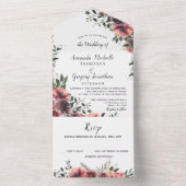 フローラ赤結婚植物学は一挙に オールインワン招待状 (内側)