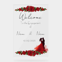 フローラ赤色アクリル婚約標識 アクリルサイン
