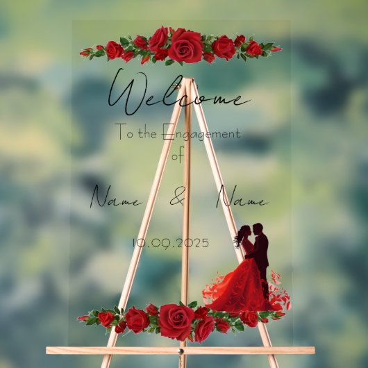 フローラ赤色アクリル婚約標識 アクリルサイン (ニュートラル)