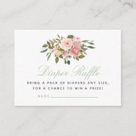 フローラ赤面とセージ赤ちゃんシャワーおむつラッフル エンクロージャーカード