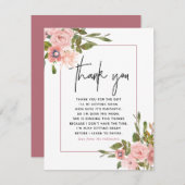 フローラ赤面とバラ金ゴールドベビーシャワーありがとう サンキューカード (正面/裏面)
