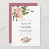 フローラ赤面とバラ金ゴールドベビーシャワーありがとう サンキューカード (正面/裏面)