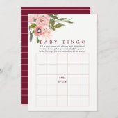 フローラ赤面とブルゴーニュ赤ちゃんシャワーベビービンゴ 招待状 (正面/裏面)