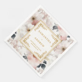 フローラ赤面アイボリー金ゴールド水結婚色のナプキン (コーナー)