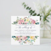 フローラ赤面イエローウォーターカラーエレガントな結婚式 招待状 (スタンド正面)