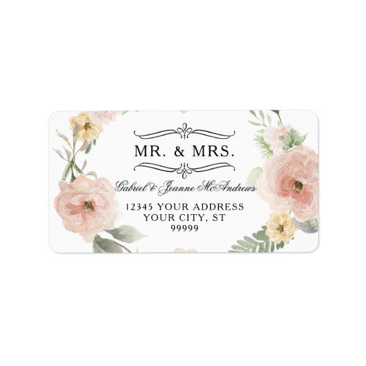 フローラ赤面イエローウォーター色の緑のリターン ラベル (正面)