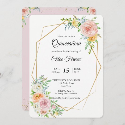 フローラ赤面エレガントキンセアニラ招待 招待状 (正面/裏面)