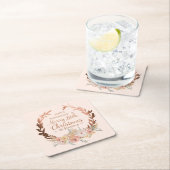 フローラ赤面グリッターバラ金ゴールドエレガントクリスマス スクエアペーパーコースター (インサイチュ)