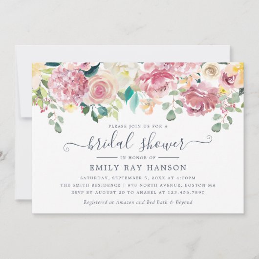 フローラ赤面グリーナリーユーカリブライダルシャワー 招待状 (正面)