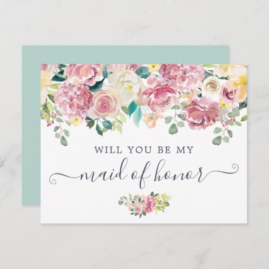 フローラ赤面グリーンリーユーカリプトゥス私になる 招待状 (正面/裏面)