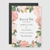 フローラ赤面スペインのピンク日付磁石を保存 マグネット招待状 (正面/裏面)