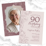 フローラ赤面ダスティピンク写真90th誕生日パーティー 招待状<br><div class="desc">フローラ赤面ダスティピンクとメイヴ写真90th Birthday Party Invitation.ボタニカルモダンアウトラインスケッチのアクセントとタイポグラフィスクリプトフォントを特徴とするミニマルデザイン。トレンディーシンプル招待状カードは女性の日スタイリッシュお祝いに最適。任意のカスタマイズ年齢にすることができる。印刷されたZazzle招待状または即時ダウンロードのデジタル印刷可能なテンプレート。</div>
