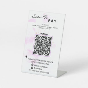 *~*フローラ赤面テーブルのテント支払。QRコード表 台座サイン