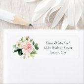 フローラ赤面ネイビーエレガントウェディングアドレス ラベル (インサイチュ)