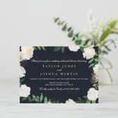 フローラ赤面ネイビー金ゴールドリハーサルディナー招待状 招待状 (スタンド正面)