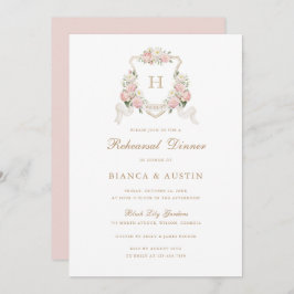 フローラ赤面バラクレストモノグラムリハーサルディナー 招待状