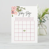 フローラ赤面バラ金ゴールドベビーシャワーベビービンゴ 招待状 (スタンド正面)