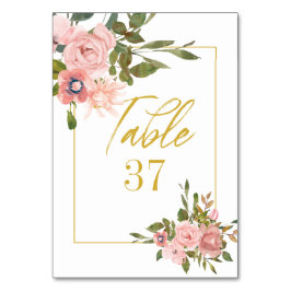 フローラ赤面ピンクと結婚金ゴールドのテーブル番号 テーブルナンバー