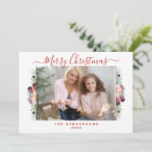 フローラ赤面ピンクのメリークリスマスフォト シーズンカード (スタンド正面)