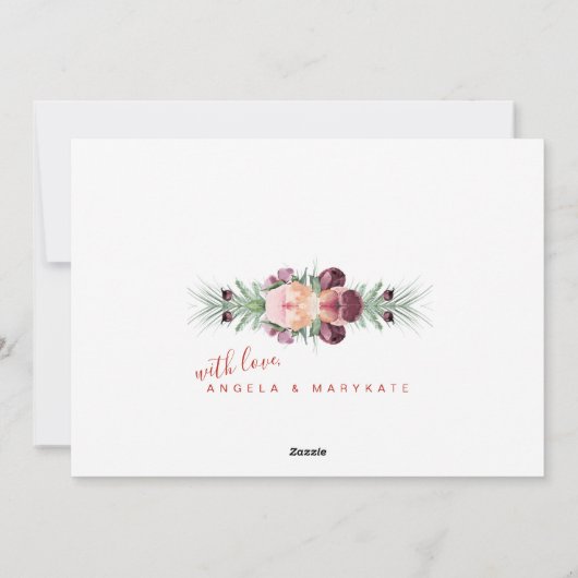 フローラ赤面ピンクのメリークリスマスフォト シーズンカード (裏面)