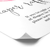 フローラ赤面ピンクの緑おむつラッフルサイン ポスター (角)