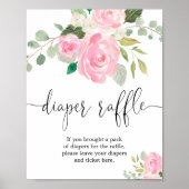 フローラ赤面ピンクの緑おむつラッフルサイン ポスター (正面)