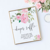 フローラ赤面ピンクの緑おむつラッフルサイン ポスター