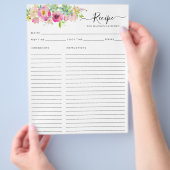 フローラ赤面ピンクウォーターカラーサボスキッチンレシピ チラシ (手)