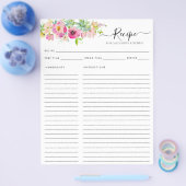 フローラ赤面ピンクウォーターカラーサボスキッチンレシピ チラシ (シングル)