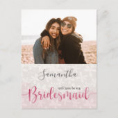 フローラ赤面ピンクウォーター色 インビテーションポストカード (正面)