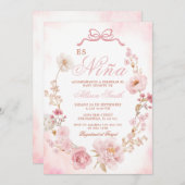 フローラ赤面ピンクエスニーナベビースペインのシャワー 招待状 (正面/裏面)