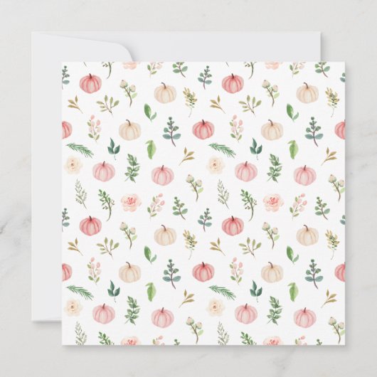 フローラ赤面ピンクカボチャ赤ちゃんシャワー 招待状 (裏面)