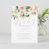 フローラ赤面ピンクガールベビーイン開花ベビーシャワー 招待状 (スタンド正面)