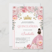 フローラ赤面ピンクキンセアニェラ金ゴールドプリンセス 招待状 (正面)