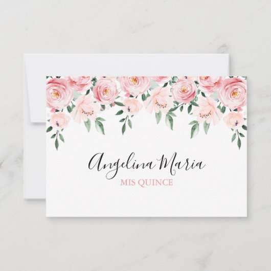 フローラ赤面ピンクキンセアニェラRSVPカード 出欠カード (裏面)