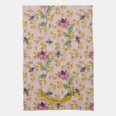 フローラ赤面ピンククイーンビー&ハニカム キッチンタオル (縦)
