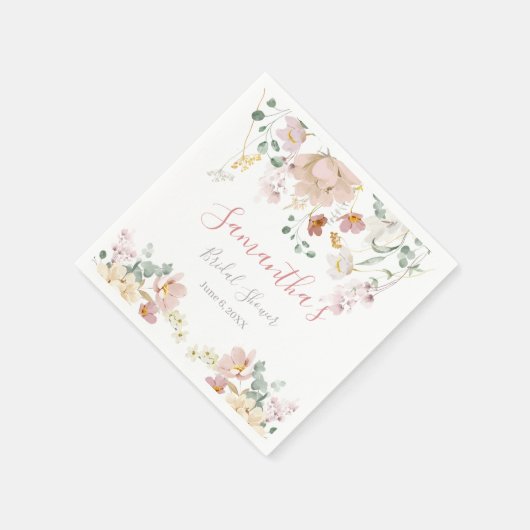 フローラ赤面ピンクグリーンエレガントブライダルシャワー スタンダードカクテルナプキン (角)