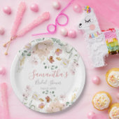 フローラ赤面ピンクグリーンエレガントブライダルシャワー ペーパープレート (パーティー)